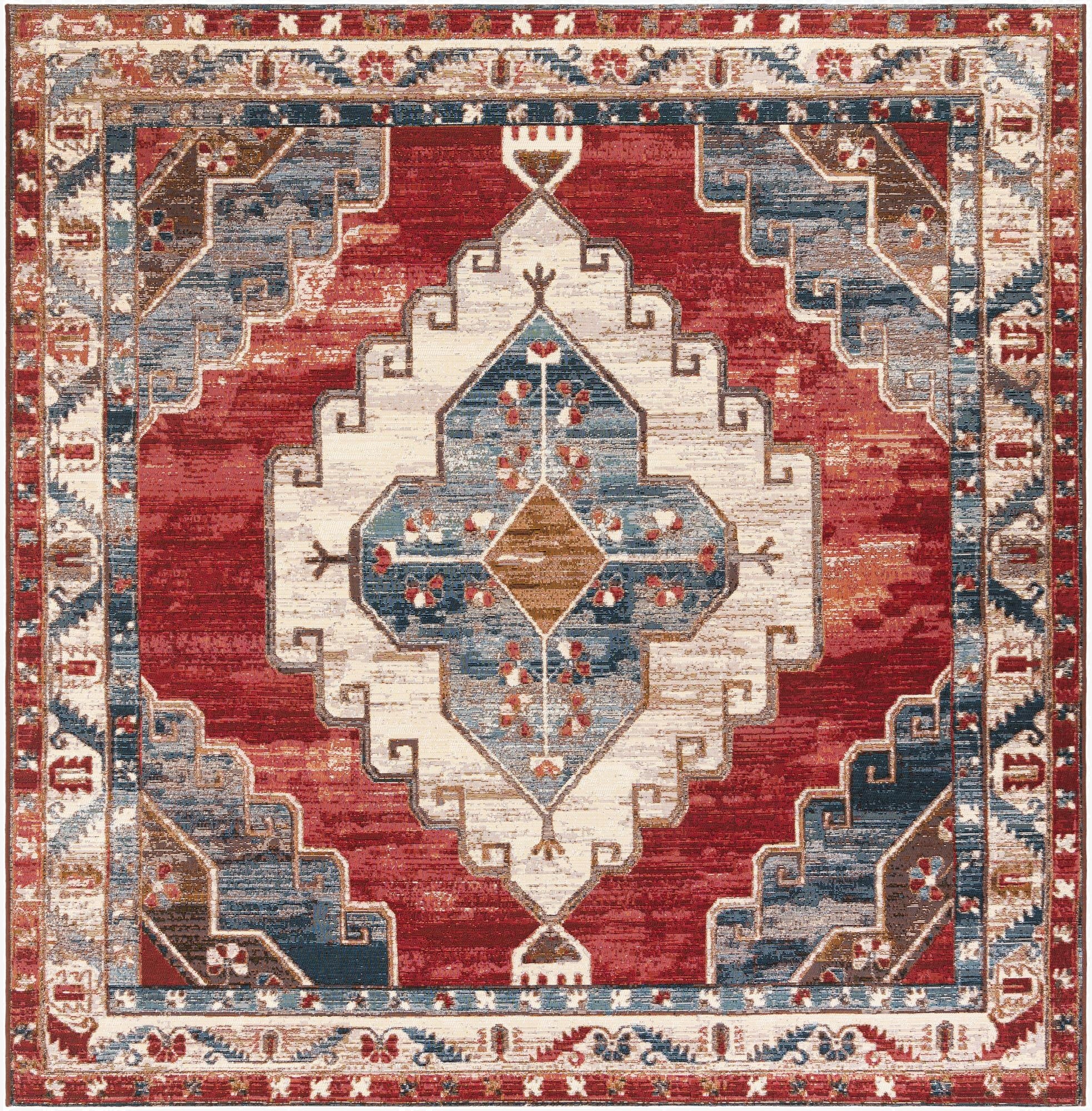  7' 10 x 7' 10  Washable Traditional Indoor / Outdoor Square Rug