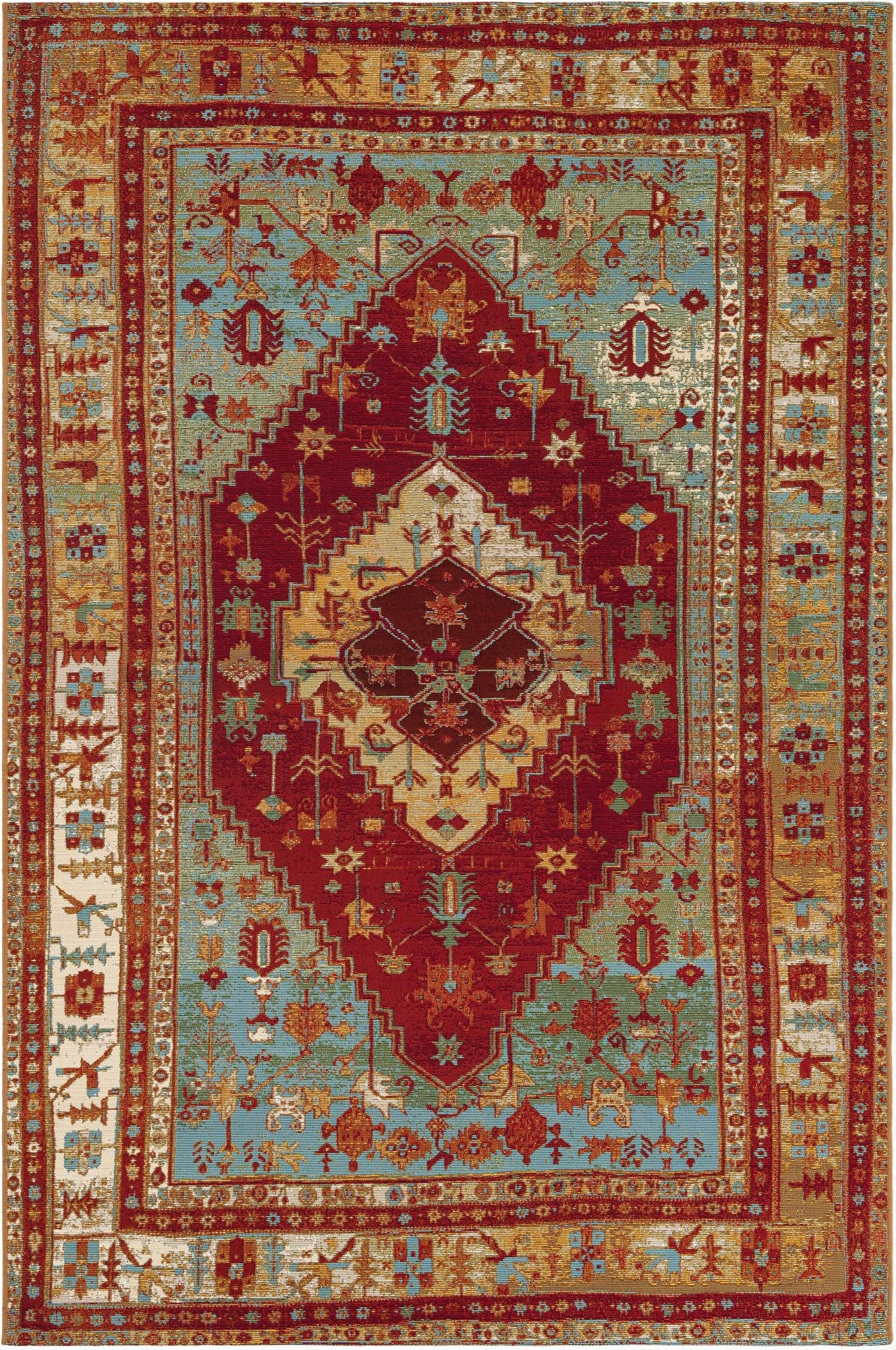  5' 3 x 8'  Washable Traditional Indoor / Outdoor Rug
