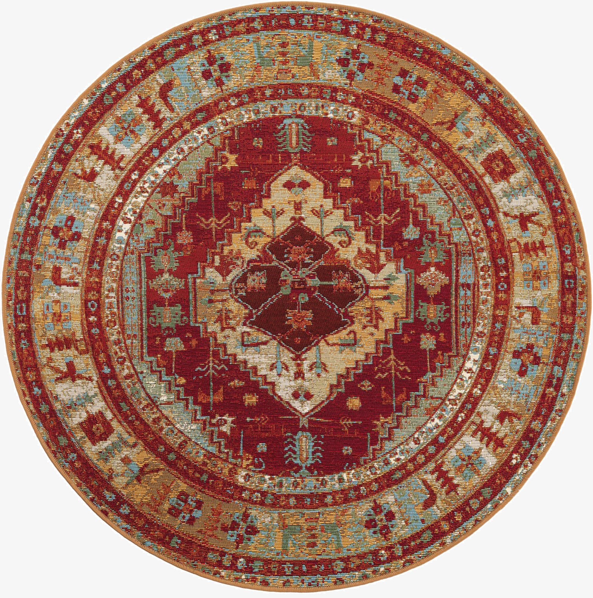  4' x 4'  Washable Traditional Indoor / Outdoor Round Rug