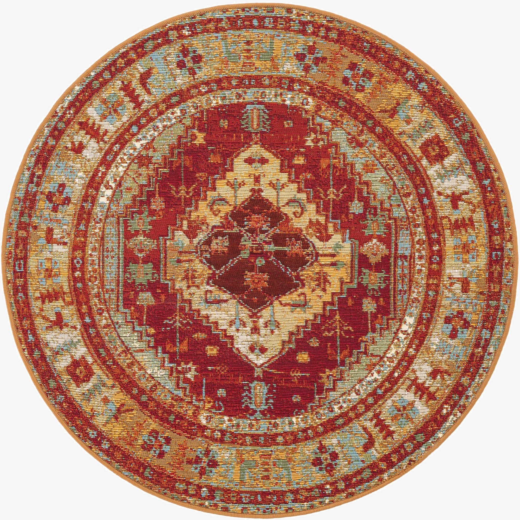  3' x 3'  Washable Traditional Indoor / Outdoor Round Rug