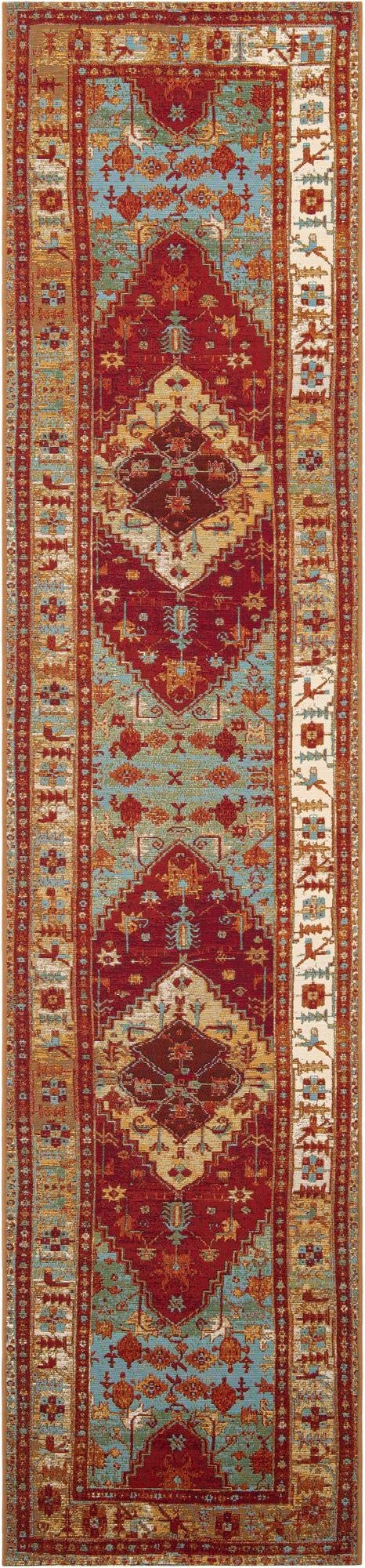  2' 7 x 12'  Washable Traditional Indoor / Outdoor Runner Rug