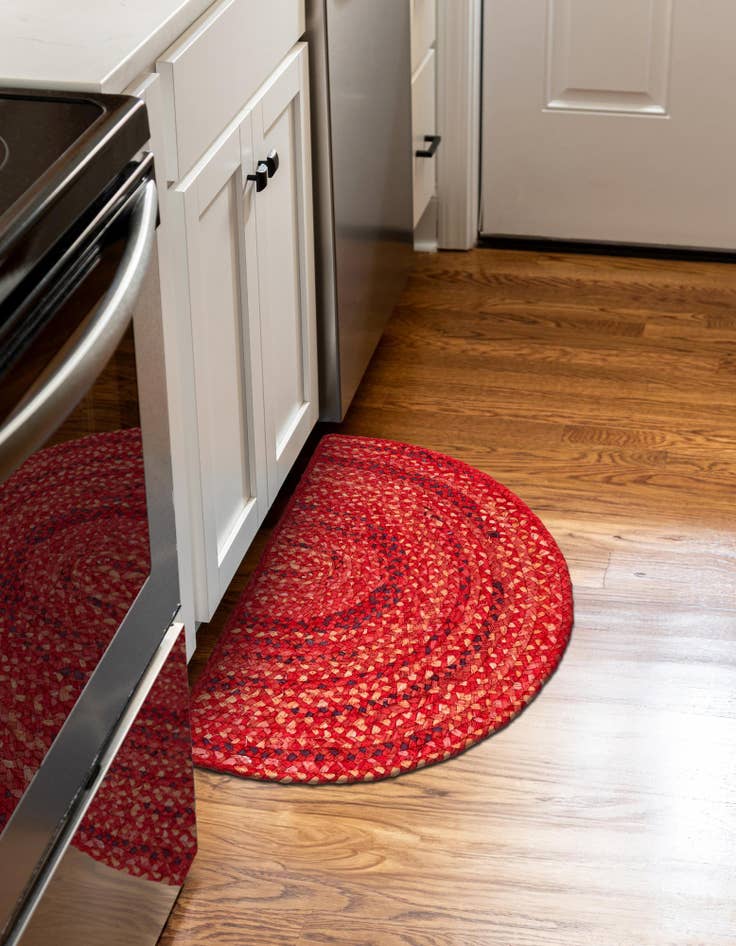 Detail image of  2' 2 x 3' 7  Hand Braided Chindi Hearth Rug