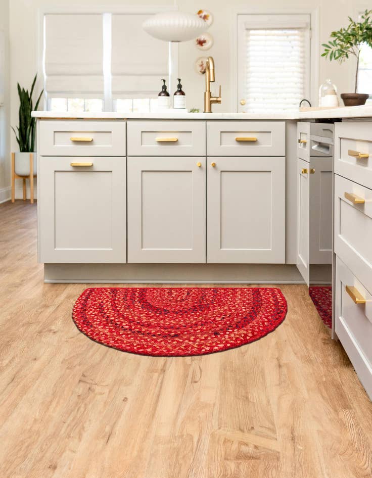 Detail image of  2' 2 x 3' 7  Hand Braided Chindi Hearth Rug