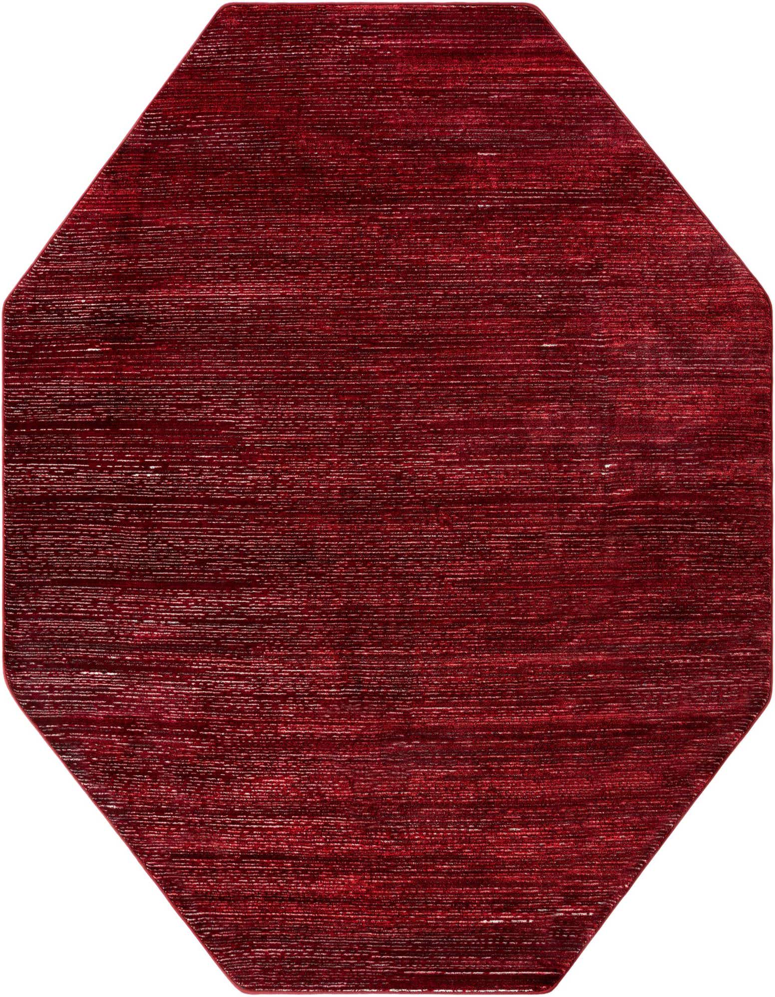 A 7' 10 x 7' 10 octagon-shaped area rug in a rich, textured red, featuring a modern solid pattern.