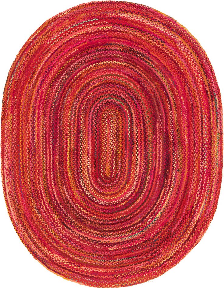 Detail image of  8' x 10'  Hand Braided Chindi Oval Rug