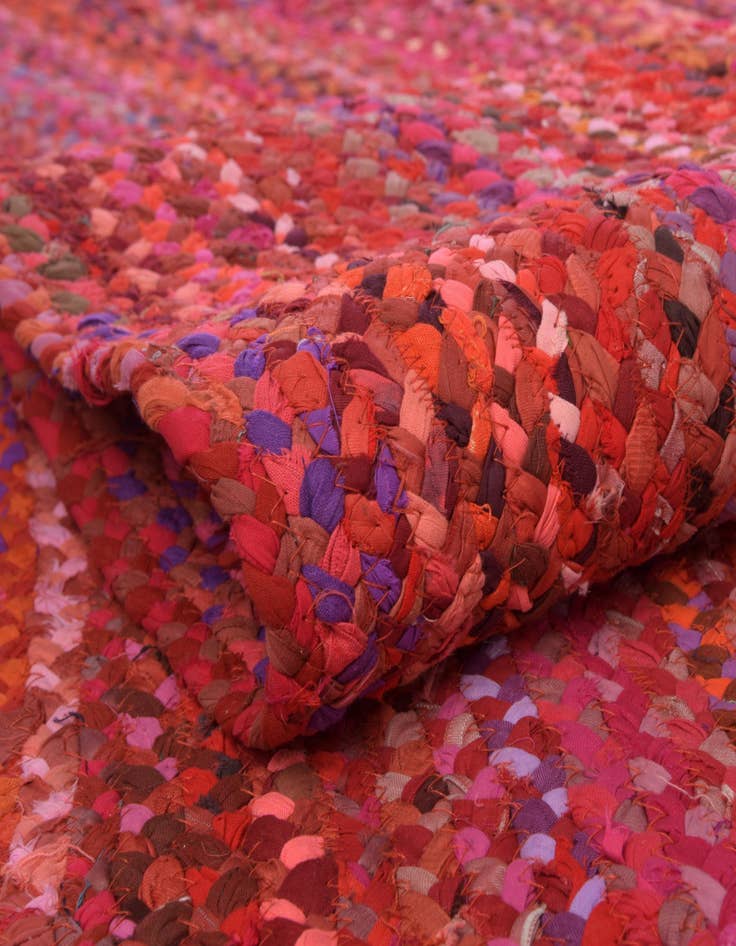 Detail image of  8' x 10'  Hand Braided Chindi Oval Rug