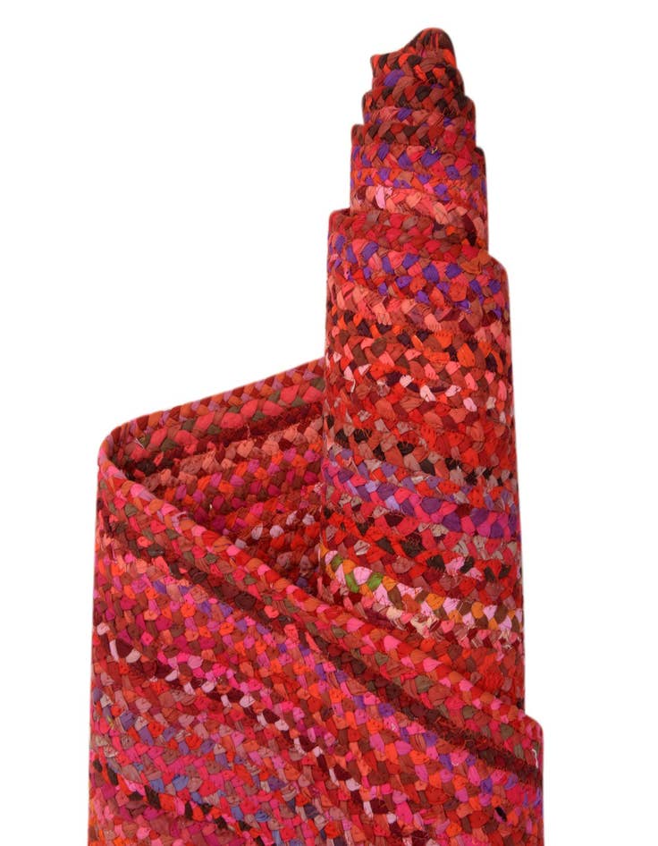 Detail image of  8' x 10'  Hand Braided Chindi Oval Rug