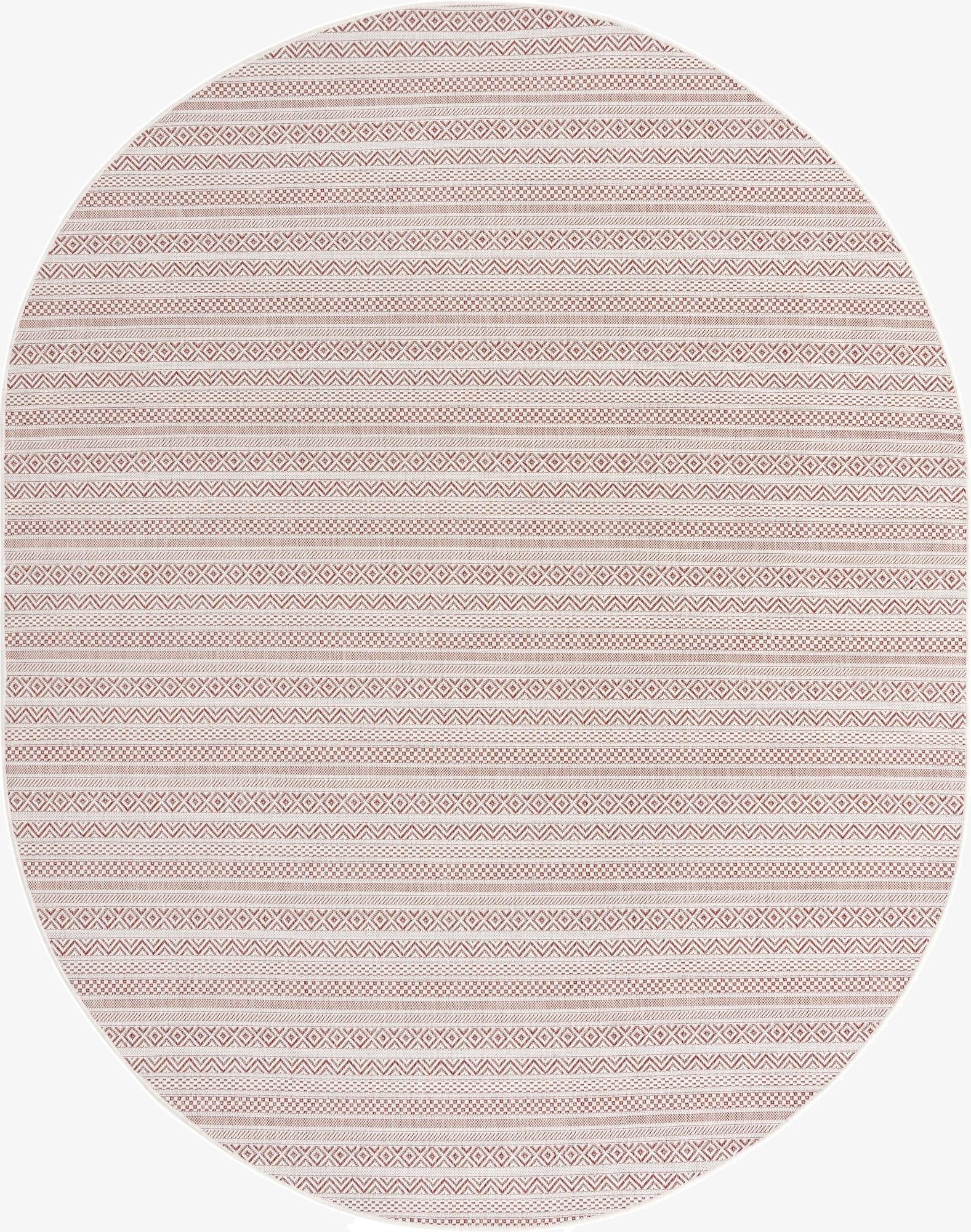  7' 10 x 10'  Washable Ribbon Indoor / Outdoor Oval Rug