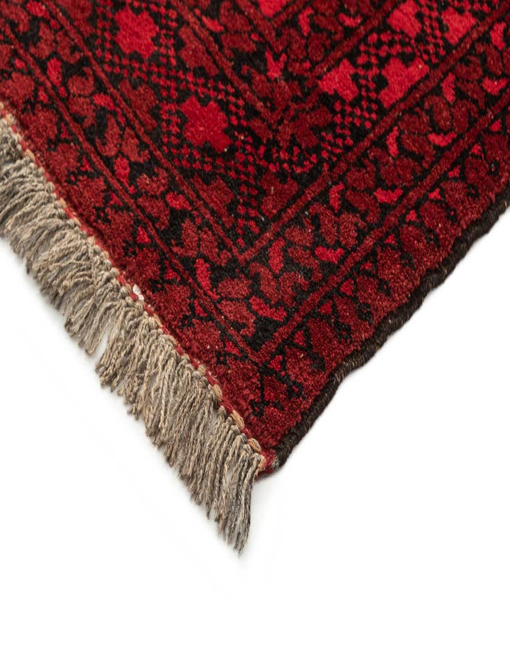 Detail image of  3' 4 x 4' 7  Hand Knotted Afghan Akhche Wool Rug