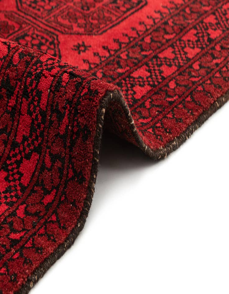 Detail image of  3' 4 x 4' 7  Hand Knotted Afghan Akhche Wool Rug