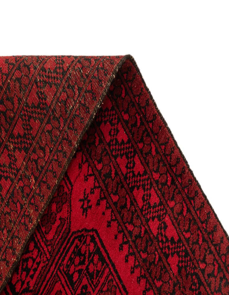 Detail image of  3' 4 x 4' 7  Hand Knotted Afghan Akhche Wool Rug