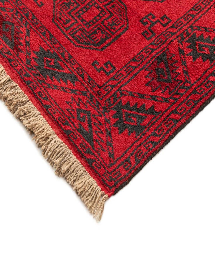 Detail image of  3' 4 x 5' 10  Hand Knotted Afghan Akhche Wool Rug