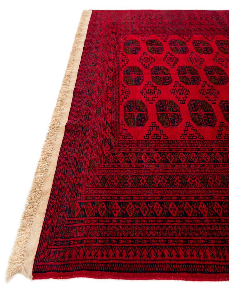 Detail image of  6' 6 x 10'  Hand Knotted Afghan Akhche Wool Rug