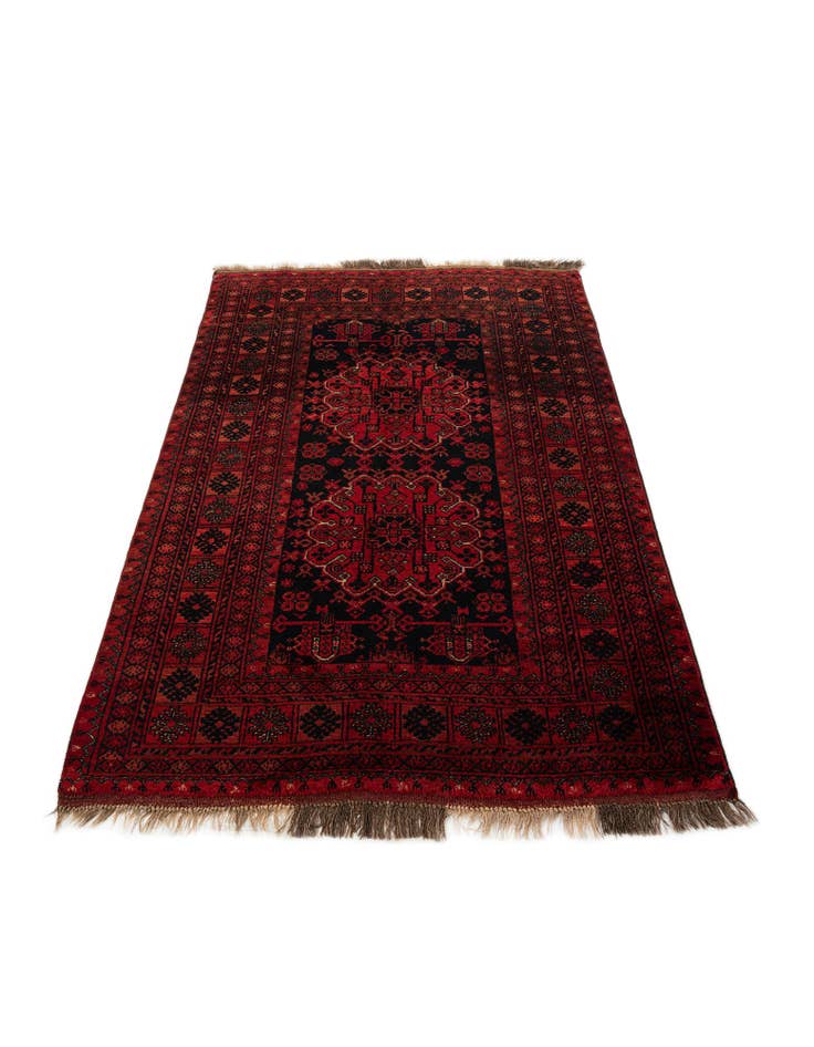 Detail image of  4' 4 x 6'  Hand Knotted Afghan Akhche Wool Rug