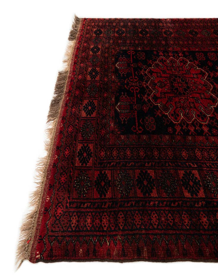 Detail image of  4' 4 x 6'  Hand Knotted Afghan Akhche Wool Rug
