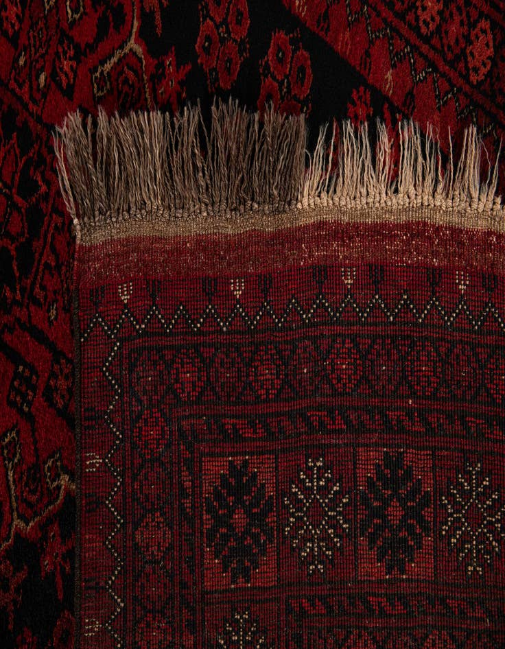 Detail image of  4' 4 x 6'  Hand Knotted Afghan Akhche Wool Rug