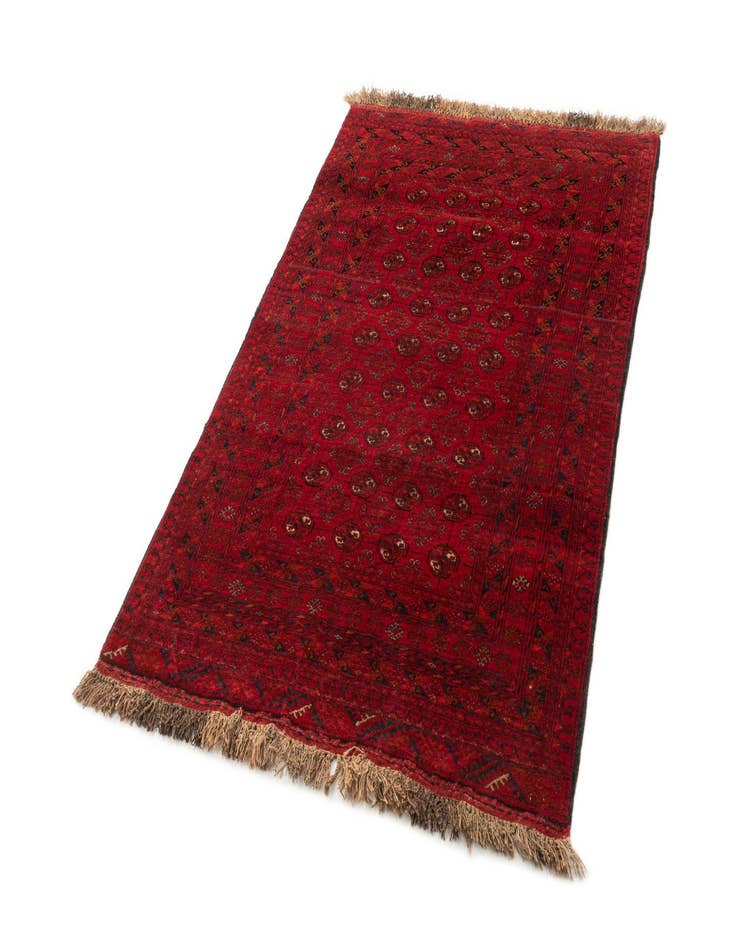 Detail image of  4' 1 x 5' 10  Hand Knotted Afghan Akhche Wool Rug