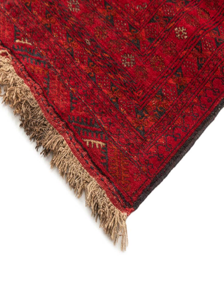 Detail image of  4' 1 x 5' 10  Hand Knotted Afghan Akhche Wool Rug