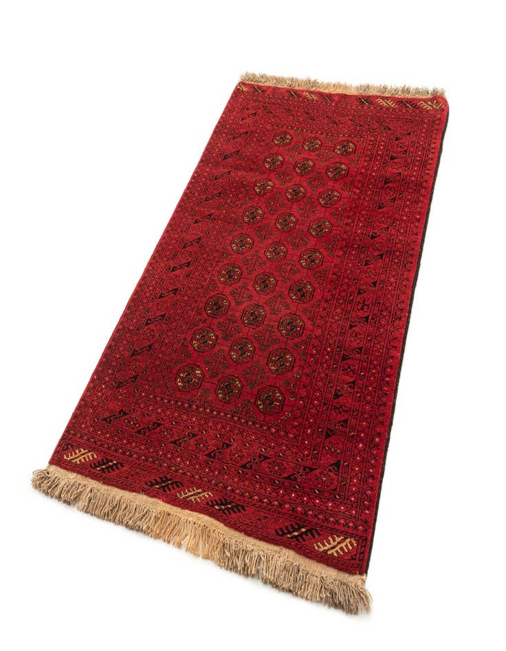 Detail image of  4' 1 x 6' 6  Hand Knotted Afghan Akhche Wool Rug