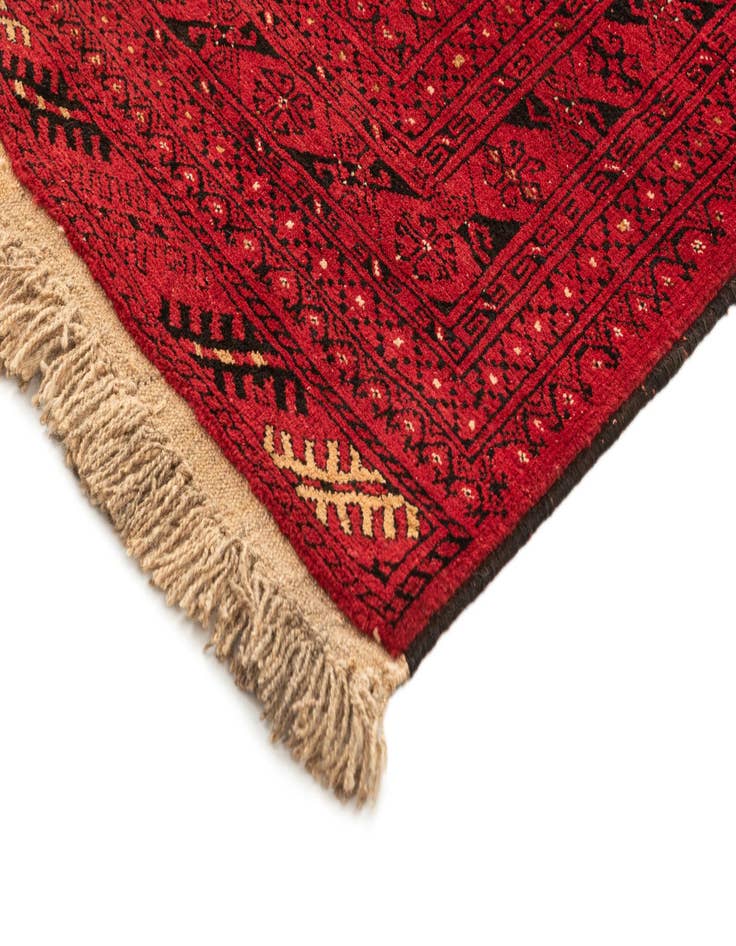 Detail image of  4' 1 x 6' 6  Hand Knotted Afghan Akhche Wool Rug