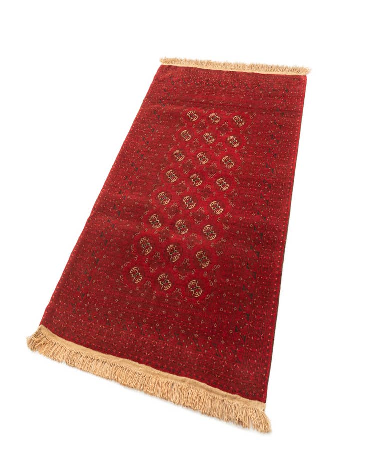 Detail image of  4' 3 x 6' 5  Hand Knotted Afghan Akhche Wool Rug