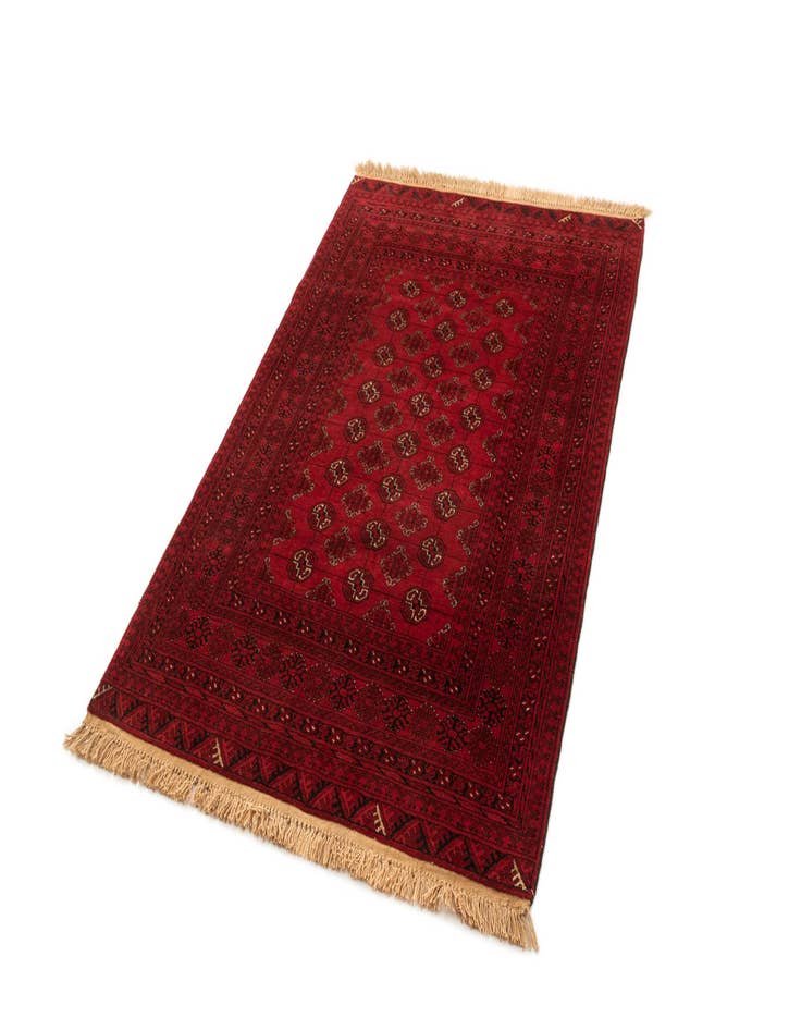 Detail image of  4' 2 x 6' 6  Hand Knotted Afghan Akhche Wool Rug