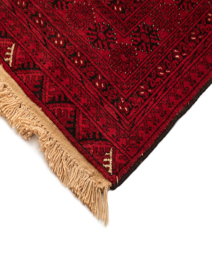 Detail image of  4' 2 x 6' 6  Hand Knotted Afghan Akhche Wool Rug