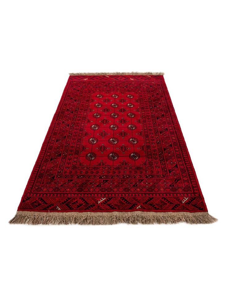 Detail image of  4' 2 x 6' 5  Hand Knotted Afghan Akhche Wool Rug