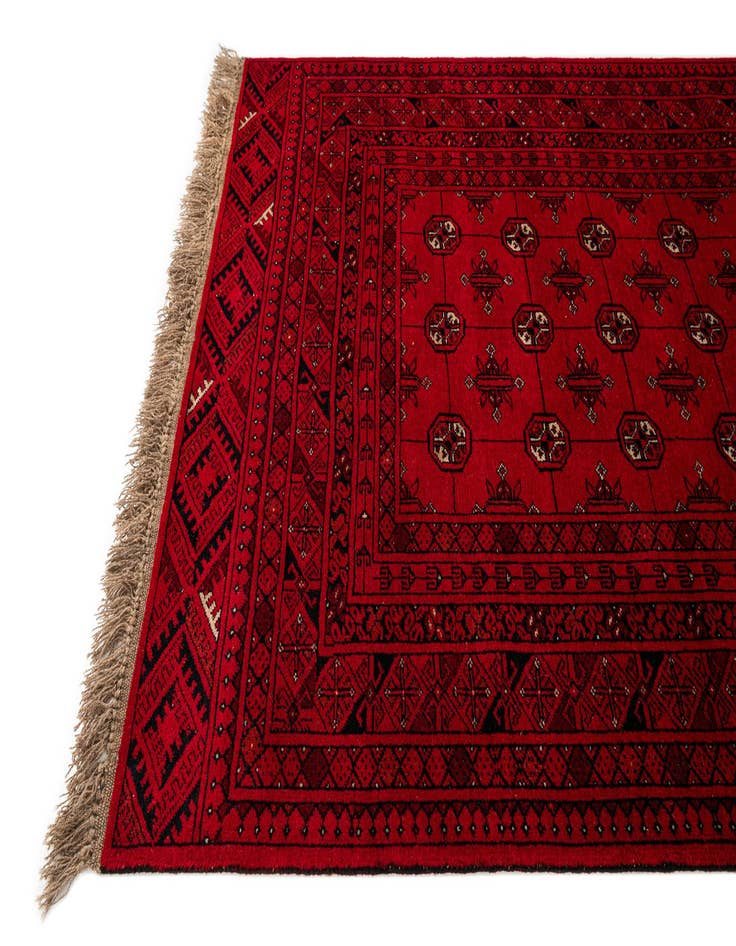 Detail image of  4' 2 x 6' 5  Hand Knotted Afghan Akhche Wool Rug