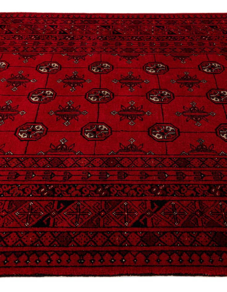 Detail image of  4' 2 x 6' 5  Hand Knotted Afghan Akhche Wool Rug
