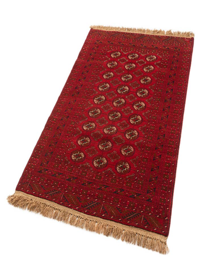 Detail image of  4' 2 x 6' 2  Hand Knotted Afghan Akhche Wool Rug