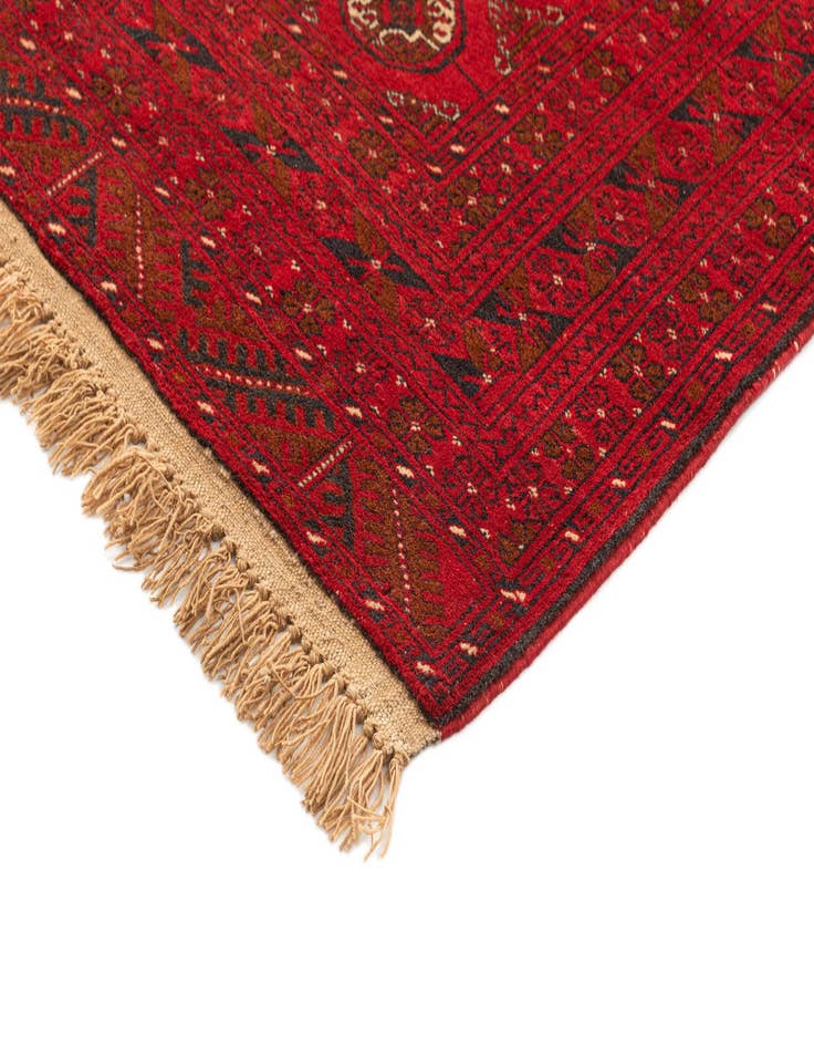 Detail image of  4' 2 x 6' 2  Hand Knotted Afghan Akhche Wool Rug