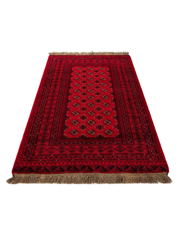 Detail image of  4' 2 x 6' 2  Hand Knotted Afghan Akhche Wool Rug