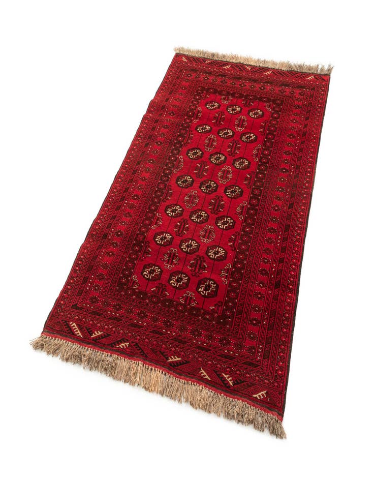 Detail image of  4' 1 x 6' 3  Hand Knotted Afghan Akhche Wool Rug