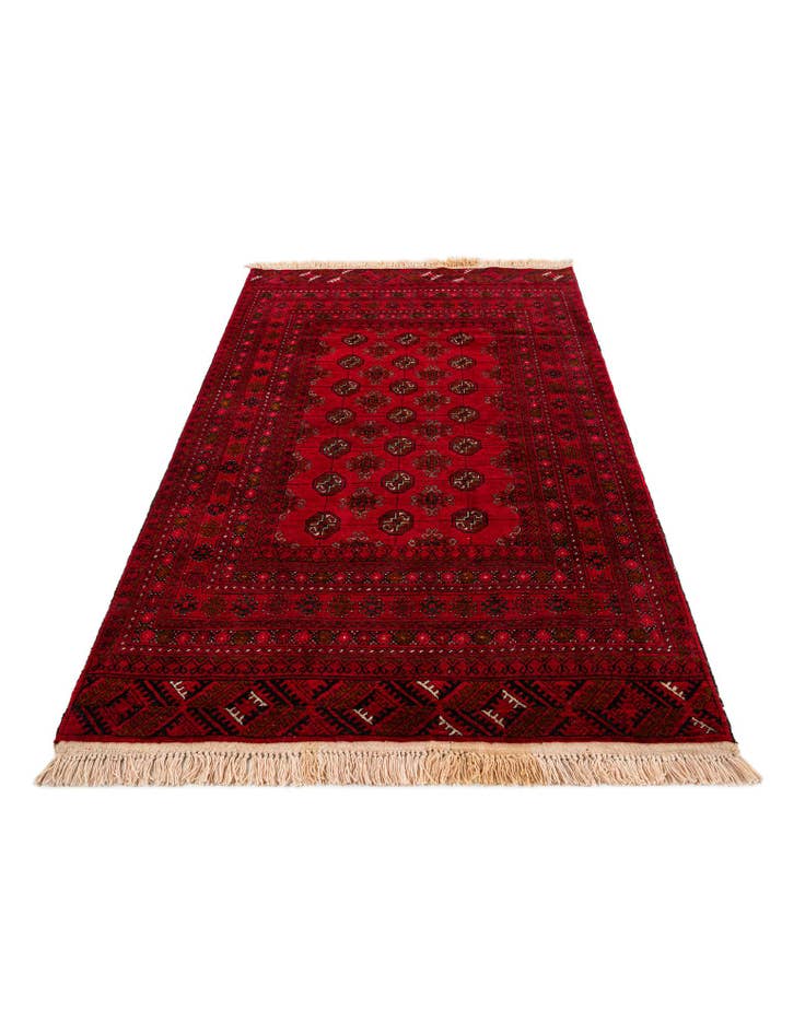 Detail image of  4' 1 x 6' 5  Hand Knotted Afghan Akhche Oriental Wool Rug