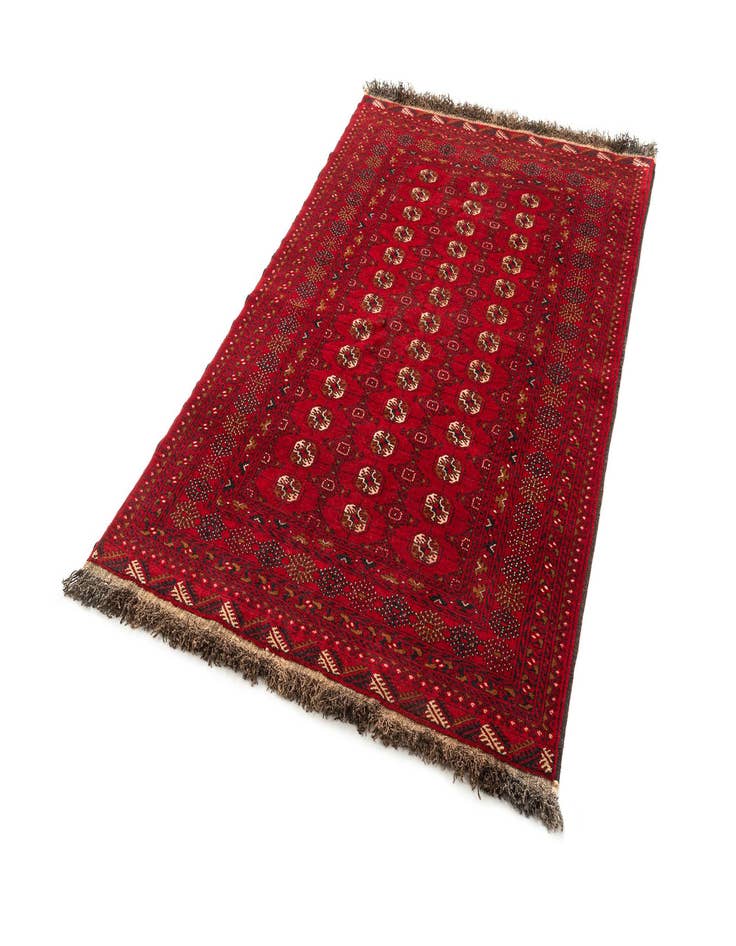 Detail image of  4' 1 x 6' 4  Hand Knotted Afghan Akhche Wool Rug