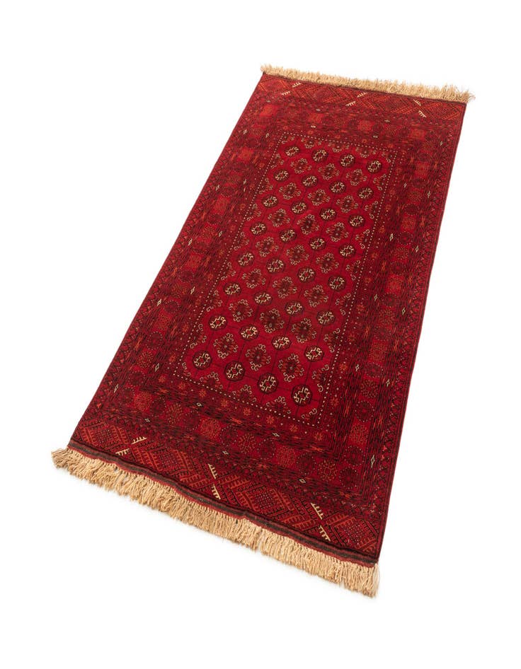 Detail image of  4' 1 x 6' 3  Hand Knotted Afghan Akhche Wool Rug