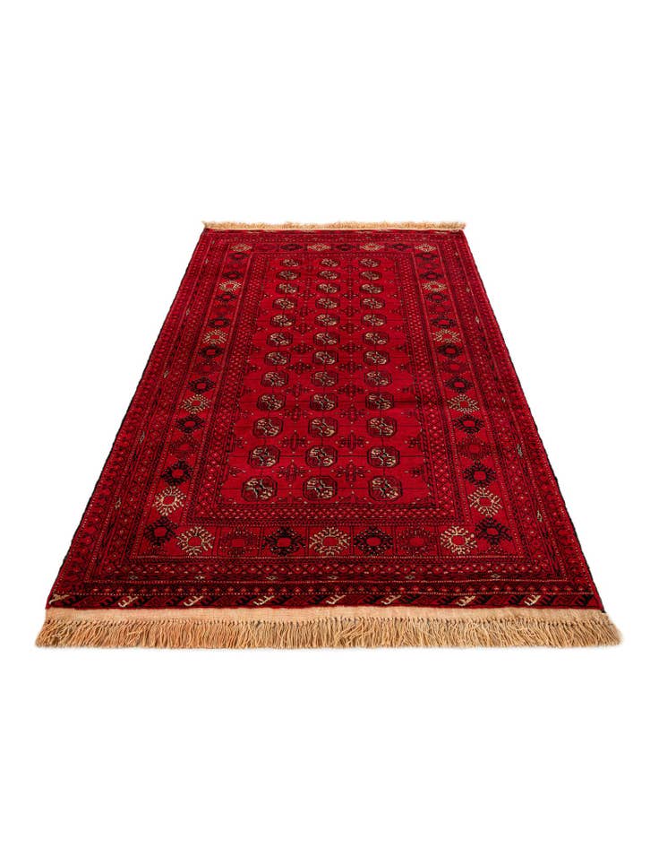 Detail image of  4' 2 x 6' 5  Hand Knotted Afghan Akhche Wool Rug