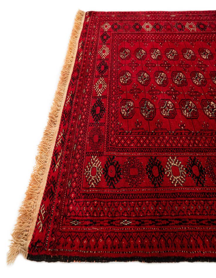 Detail image of  4' 2 x 6' 5  Hand Knotted Afghan Akhche Wool Rug