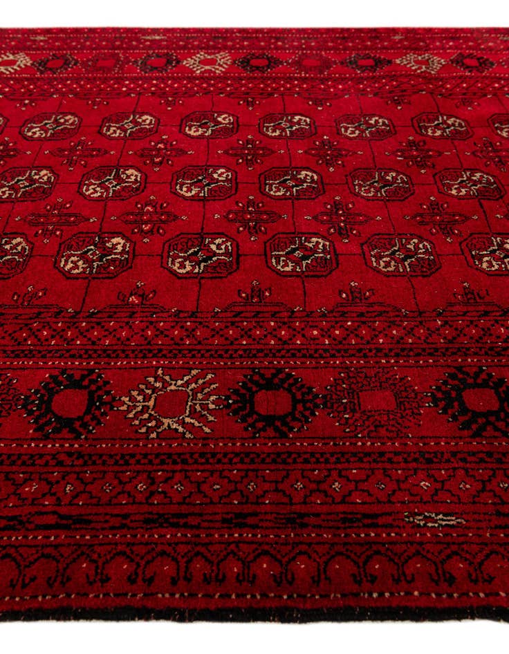 Detail image of  4' 2 x 6' 5  Hand Knotted Afghan Akhche Wool Rug