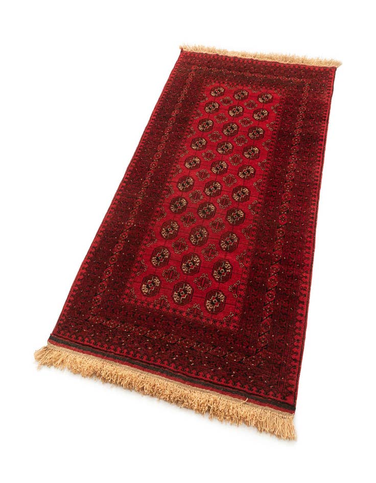 Detail image of  4' 2 x 6' 10  Hand Knotted Afghan Akhche Wool Rug