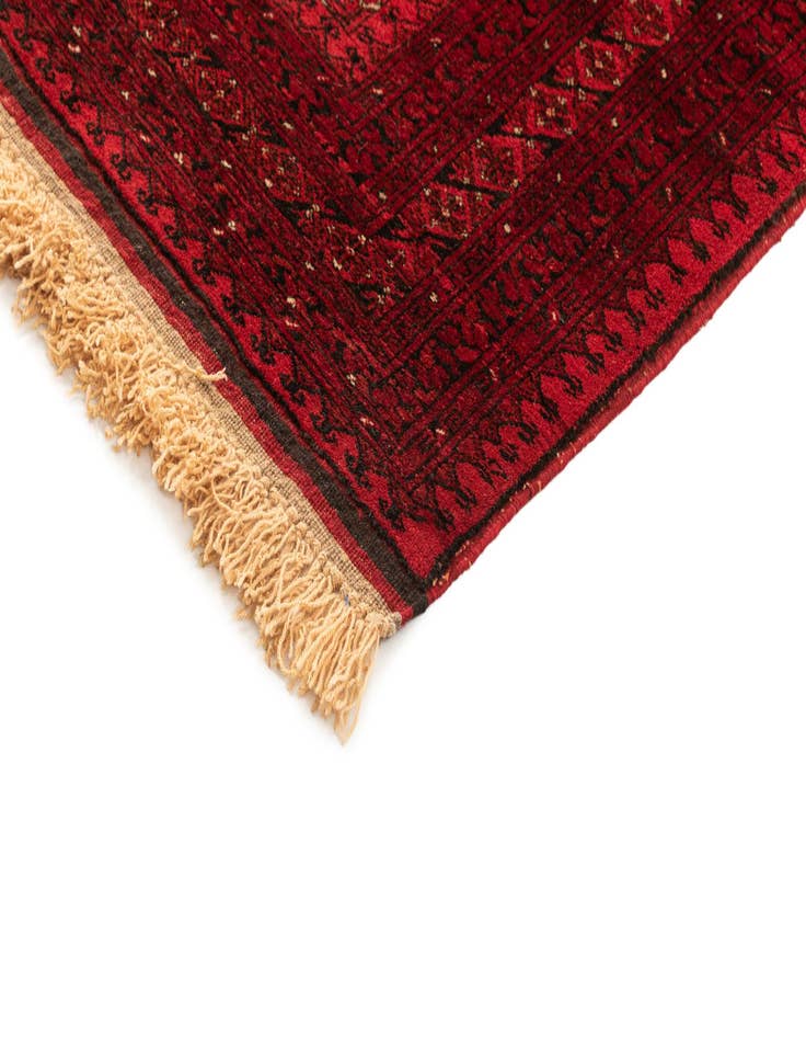 Detail image of  4' 2 x 6' 10  Hand Knotted Afghan Akhche Wool Rug