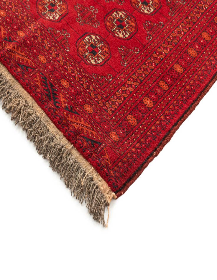 Detail image of  4' 6 x 6' 4  Hand Knotted Afghan Akhche Wool Rug