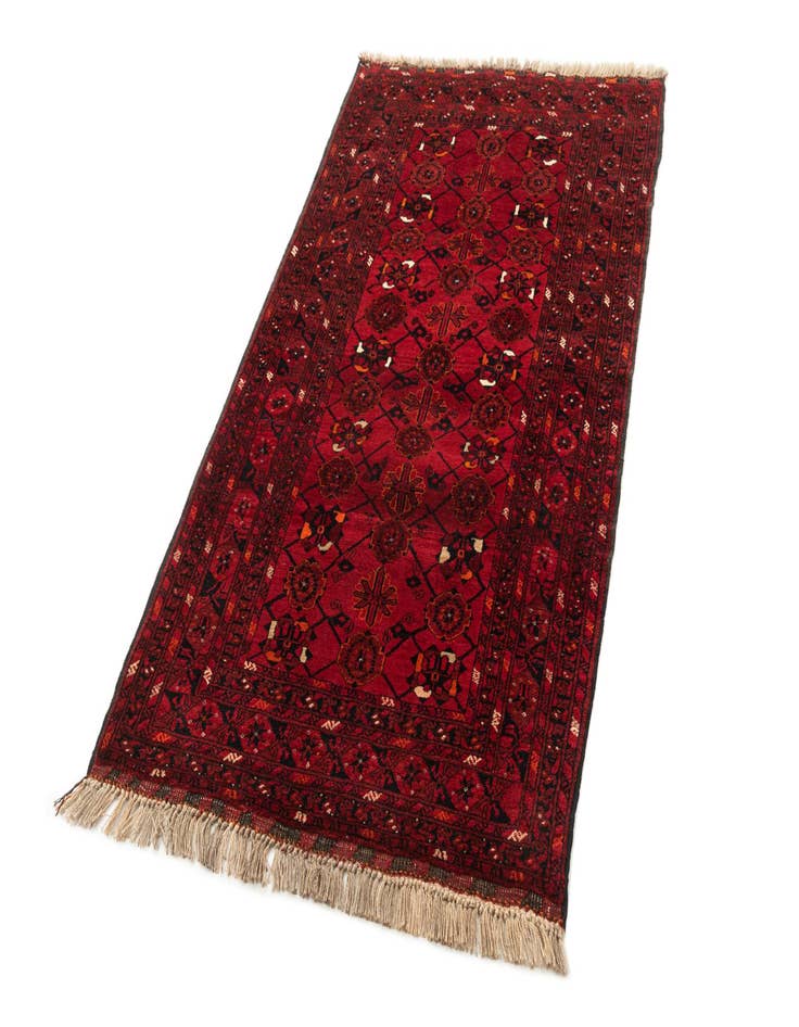 Detail image of  3' 8 x 7'  Hand Knotted Afghan Akhche Wool Rug