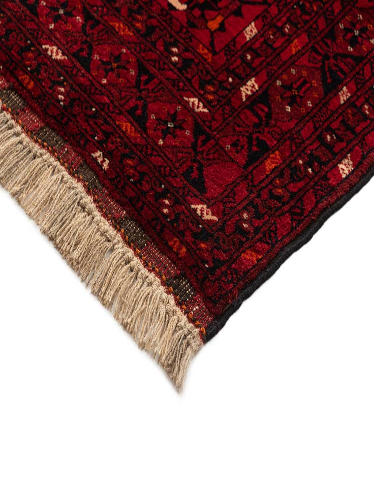 Detail image of  3' 8 x 7'  Hand Knotted Afghan Akhche Wool Rug