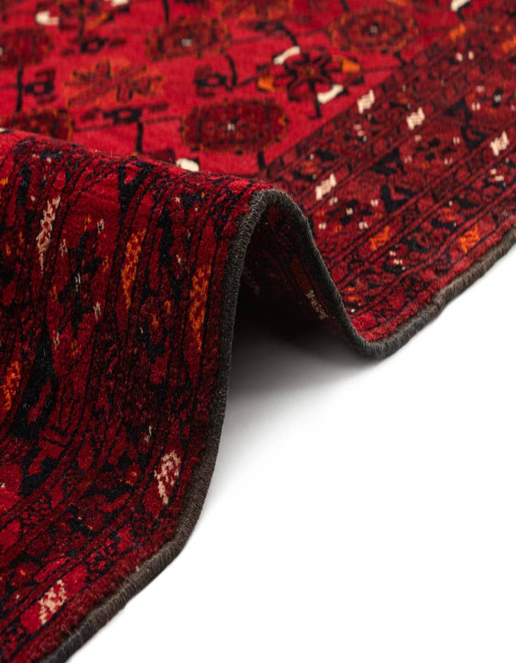 Detail image of  3' 8 x 7'  Hand Knotted Afghan Akhche Wool Rug