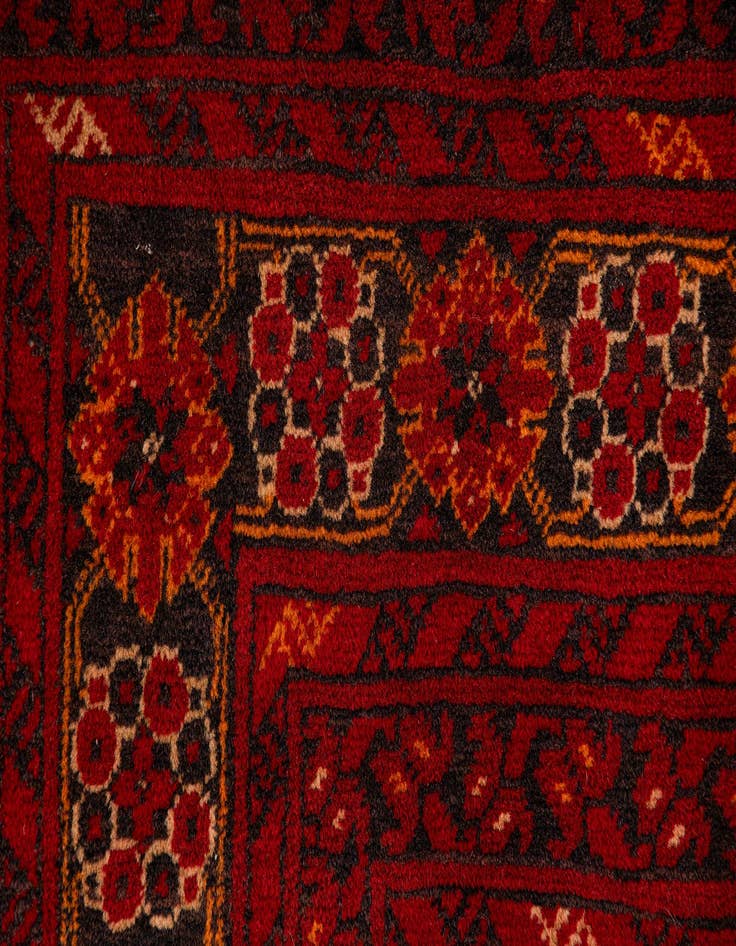 Detail image of  3' 2 x 6' 3  Hand Knotted Afghan Akhche Wool Rug