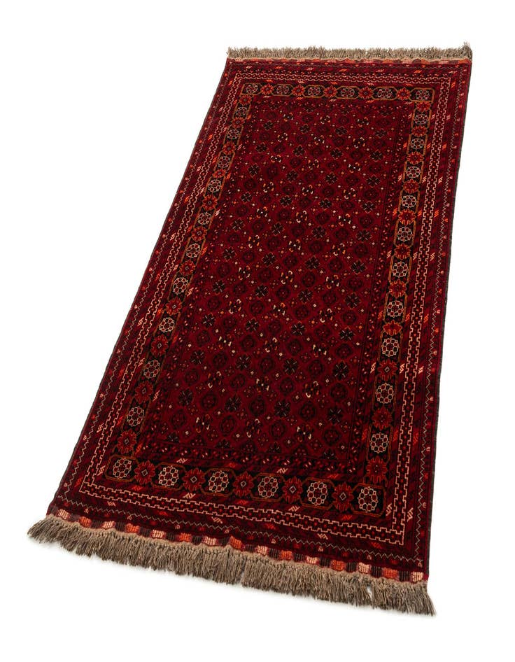 Detail image of  4' 1 x 6' 9  Hand Knotted Afghan Akhche Wool Rug