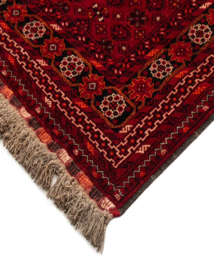 Detail image of  4' 1 x 6' 9  Hand Knotted Afghan Akhche Wool Rug
