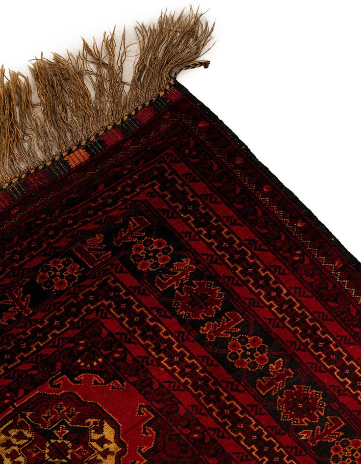 Detail image of  5' 2 x 7' 6  Hand Knotted Afghan Akhche Oriental Wool Rug